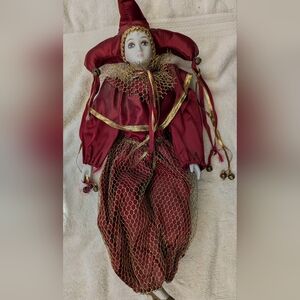 Vintage Court Jester Porcelain Doll